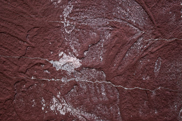 Irradiated green paint on rusty iron closeup