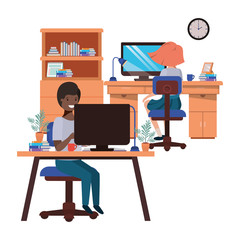 couple working in the office avatar character