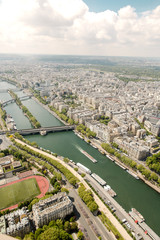 Fototapeta premium Aerial panorama Paris view from Eiffel Tower