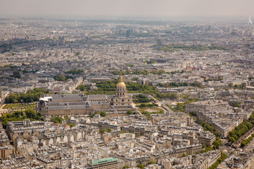 Aerial panorama Paris view from Eiffel Tower