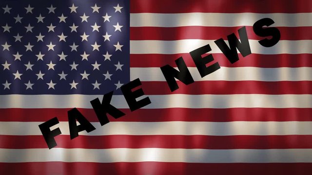 animated American flag with the words Fake News, ideal footage to sensitize the use of the media in order not to manipulate and misinform people