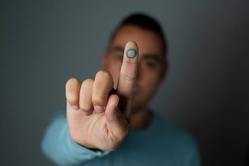 text world diabetes day and man with a blue circle - Powered by Adobe