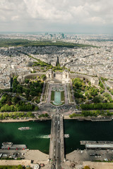 Aerial panorama Paris view from Eiffel Tower