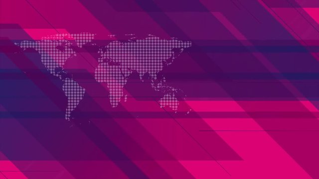 Hi-tech geometric motion graphic design with dotted world map