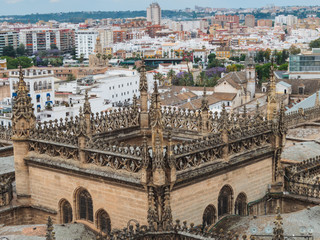 Fototapeta na wymiar Seville cathedral tower from above
