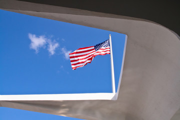 American Flag viewed from the USS Arizona Memorial