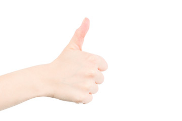 Woman hand symbol is mean ok isolated on white background