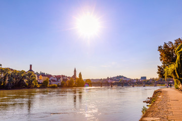 Fototapeta premium Landscape with the city of Passau, Germany, Bavaria.