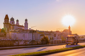 Fototapeta na wymiar Landscape with the city of Passau, Germany, Bavaria.