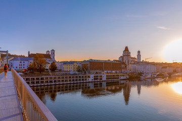 Obraz premium Landscape with the city of Passau, Germany, Bavaria.