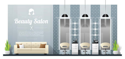 Interior background of modern beauty salon , vector , illustration
