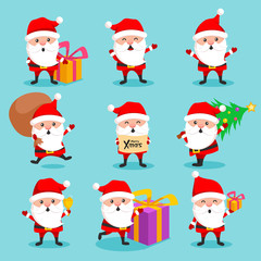 Christmas Santa Claus cute character holiday set