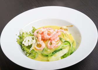 Shrimp soup broccoli cauliflower