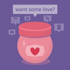 vector illustration of vial with love potion