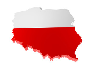 3D Poland borderline with national flag colors
