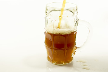 kvass on a white background in mugs, beer on a white background.