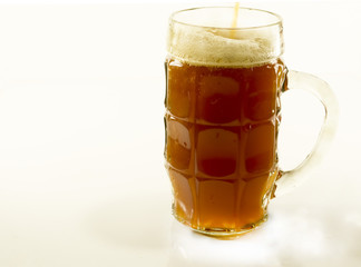 kvass on a white background in mugs, beer on a white background.