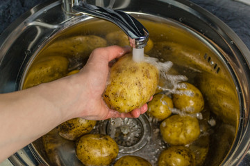 Wash vegetables under running water.
