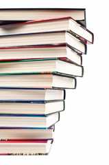 Stack of books isolated on white background.