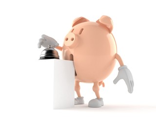 Piggy bank character with hotel bell