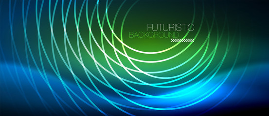 Neon glowing circles background