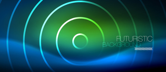 Neon glowing circles background