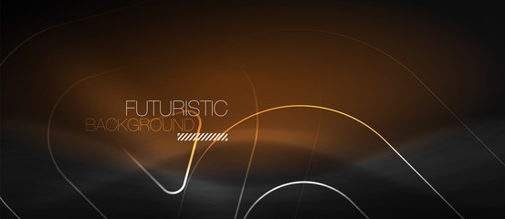 Dark black abstract background with neon colors and lines