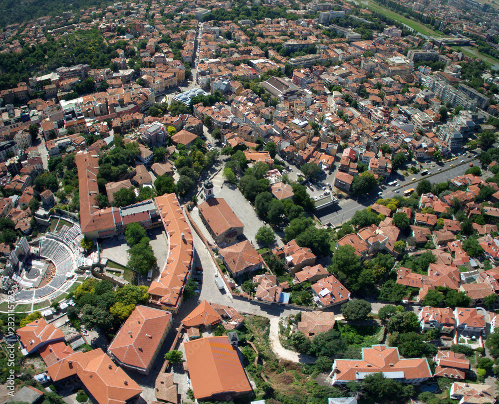 Wall mural Aerial view of Plovdiv, Bulgaria, October 26, 2018