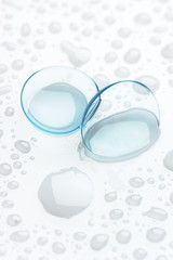 Two contact lenses close-up