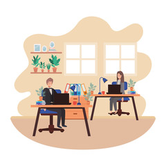 couple working in the office avatar character