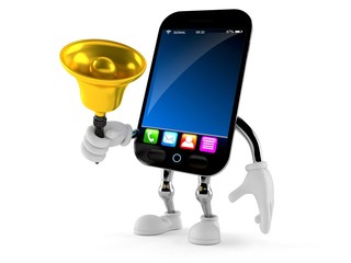 Smart phone character ringing a handbell