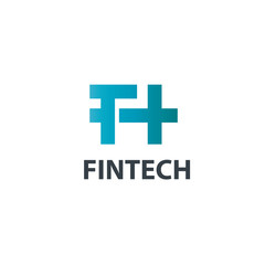 Obraz premium Fintech Design Logo. Tech Icon or Symbols.