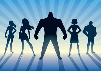 Conceptual illustration depicting business team with male leader or manager. © Malchev