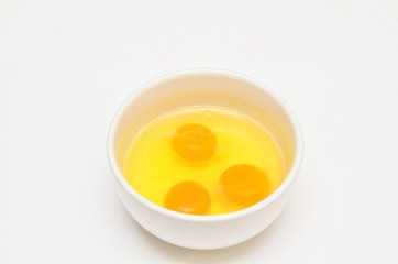 Egg nail in a white bowl