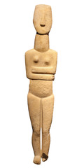 Ancient Cycladic art - Female stone figurine isolated on the white background