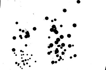 Ink grunge drops texture. Black hand drawn splashes and stains on white background.