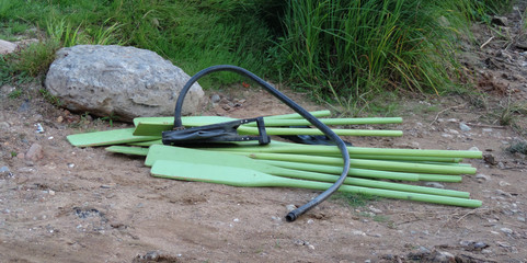 paddles in the sand