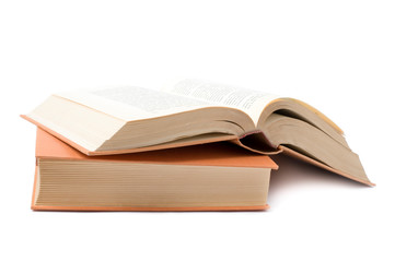 Two books isolated on white background