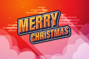 Red sky background with merry christmas text speech design. Vector illustration