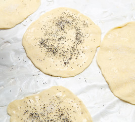 Cooking sweet dough cookies in the kitchen