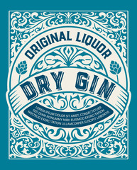 Vintage Gin label. Vector layered