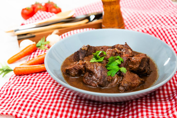 Homemade Beef cheek with wine sauce