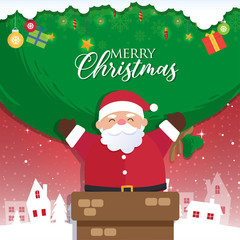 Christmas background with Santa Claus and the inscriptions Merry Christmas