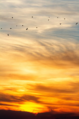 background of a cloudy sky, beautiful nature paintings, sunset in the sky