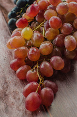 Blue grapes with green leaf healthy eating, isolated