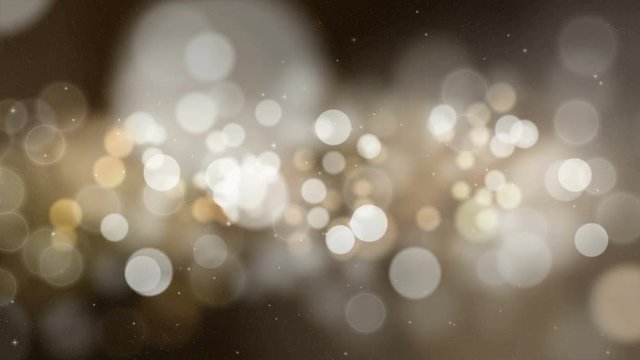 Abstract holiday bokeh background. Circles with particles are slowly flying. Seamless loop digital animation.