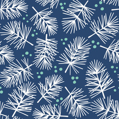 Materiał do szycia Vector seamless pattern with conifers branches