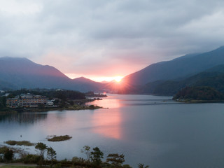 Fototapeta na wymiar Japan Fuji Kawaguchiko Lake Sunset