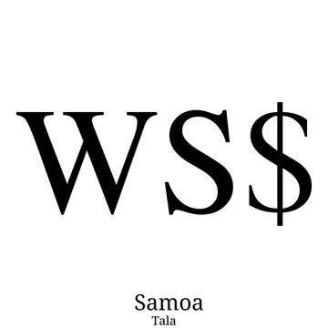 Black  Tala currency symbol isolated on white background