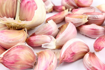 garlic cloves  on a white background